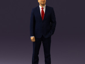 man in dark blue suit red tie 0548 3d print ready Model do druku 3D