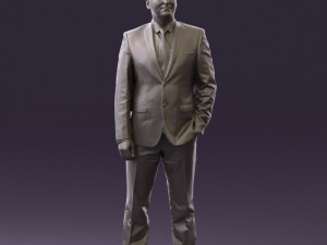 man in dark blue suit red tie 0548 3d print ready Model do druku 3D