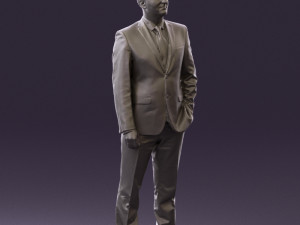 man in dark blue suit red tie 0548 3d print ready Model do druku 3D
