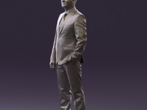man in dark blue suit red tie 0548 3d print ready Model do druku 3D
