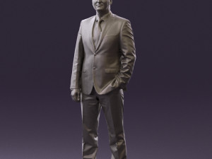 man in dark blue suit red tie 0548 3d print ready Model do druku 3D