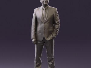 man in dark blue suit red tie 0548 3d print ready Model do druku 3D