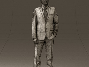 man in dark blue suit red tie 0548 3d print ready Model do druku 3D