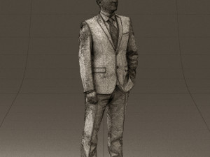 man in dark blue suit red tie 0548 3d print ready Model do druku 3D