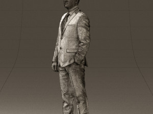 man in dark blue suit red tie 0548 3d print ready Model do druku 3D