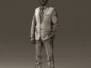 man in dark blue suit red tie 0548 3d print ready Model do druku 3D