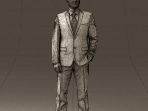 man in dark blue suit red tie 0548 3d print ready Model do druku 3D