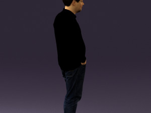 man inblack shirt blue jeans beard 0545 3Dモデル