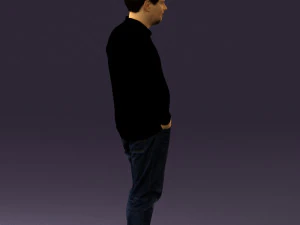 man inblack shirt blue jeans beard 0545 3D Model