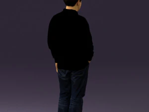 man inblack shirt blue jeans beard 0545 3D Model