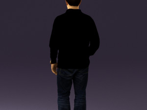 man inblack shirt blue jeans beard 0545 3Dモデル