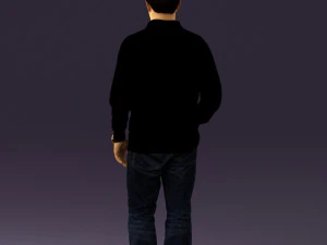 man inblack shirt blue jeans beard 0545 3D Model