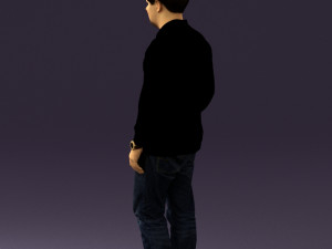man inblack shirt blue jeans beard 0545 3Dモデル
