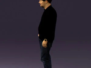 man inblack shirt blue jeans beard 0545 3D Model