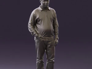 man inblack shirt blue jeans beard 0545 3D Model