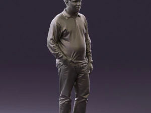 man inblack shirt blue jeans beard 0545 3D Model