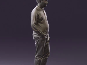 man inblack shirt blue jeans beard 0545 3D Model
