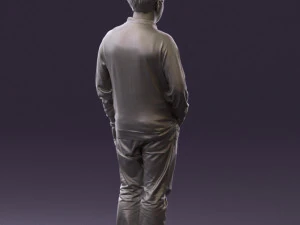 man inblack shirt blue jeans beard 0545 3D Model