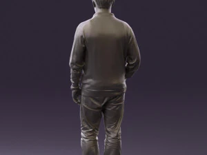 man inblack shirt blue jeans beard 0545 3D Model