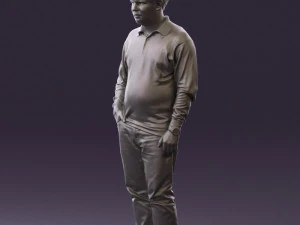 man inblack shirt blue jeans beard 0545 3D Model