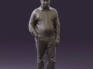 man inblack shirt blue jeans beard 0545 3D Model