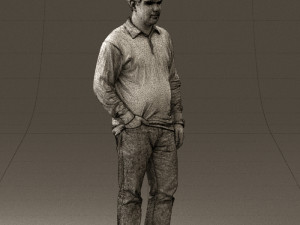 man inblack shirt blue jeans beard 0545 3Dモデル