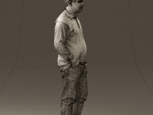 man inblack shirt blue jeans beard 0545 3Dモデル