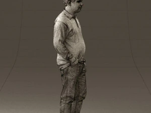 man inblack shirt blue jeans beard 0545 3D Model