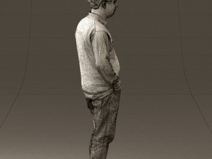 man inblack shirt blue jeans beard 0545 3Dモデル
