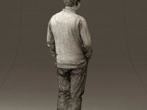 man inblack shirt blue jeans beard 0545 3D Model