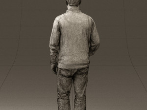 man inblack shirt blue jeans beard 0545 3Dモデル