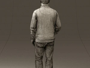 man inblack shirt blue jeans beard 0545 3D Model