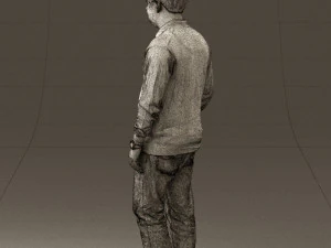 man inblack shirt blue jeans beard 0545 3D Model