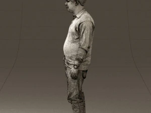 man inblack shirt blue jeans beard 0545 3D Model