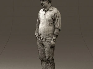 man inblack shirt blue jeans beard 0545 3D Model