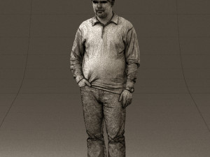 man inblack shirt blue jeans beard 0545 3Dモデル