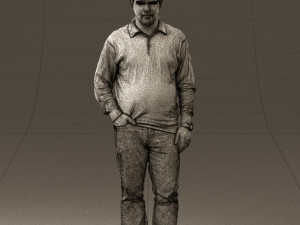 man inblack shirt blue jeans beard 0545 3Dモデル