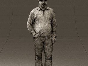 man inblack shirt blue jeans beard 0545 3Dモデル