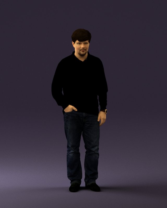 man inblack shirt blue jeans beard 0545 3d print ready 3D प्रिंट मॉडल .c4d .max .obj .3ds .fbx .stl .blend