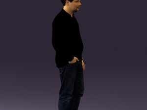 man inblack shirt blue jeans beard 0545 3d print ready 3D 打印模型