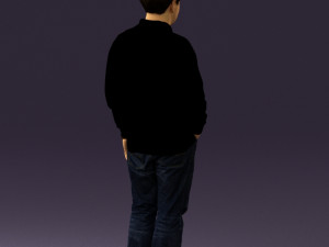 man inblack shirt blue jeans beard 0545 3d print ready 3D 打印模型