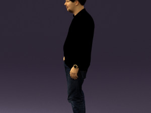 man inblack shirt blue jeans beard 0545 3d print ready 3D 打印模型