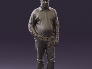 man inblack shirt blue jeans beard 0545 3d print ready 3D 打印模型