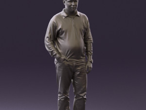 man inblack shirt blue jeans beard 0545 3d print ready 3D 打印模型