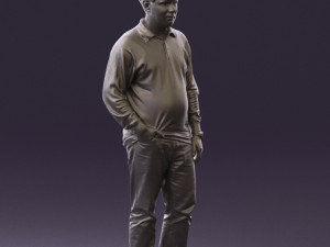 man inblack shirt blue jeans beard 0545 3d print ready 3D 打印模型