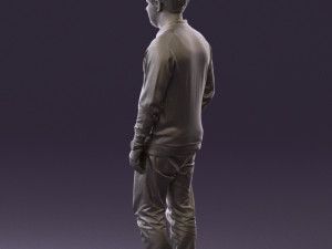 man inblack shirt blue jeans beard 0545 3d print ready 3D 打印模型