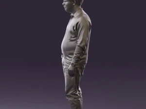 man inblack shirt blue jeans beard 0545 3d print ready 3D Print Model