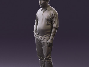 man inblack shirt blue jeans beard 0545 3d print ready 3D 打印模型