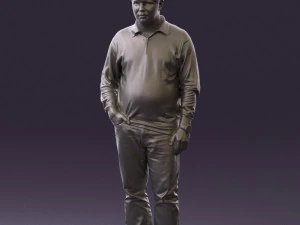 man inblack shirt blue jeans beard 0545 3d print ready 3D Print Model