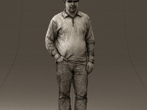 man inblack shirt blue jeans beard 0545 3d print ready 3D 打印模型
